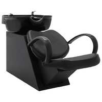 Salon Shampoo Chair with Washbasin Black Faux Leather
