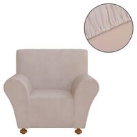 Stretch Couch Slipcover Beige Polyester Jersey