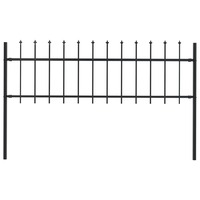 Garden Fence with Spear Top Steel 1.7x0.6 m Black