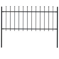 Garden Fence with Spear Top Steel 1.7 m Black