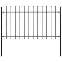 Garden Fence with Spear Top Steel 1.7x1 m Black