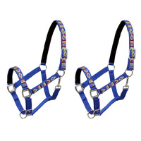 Head Collars 2 pcs for Horse Nylon Size Full Blue