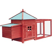 Chicken Coop with Nest Box Red 193x68x104 cm Solid Firwood