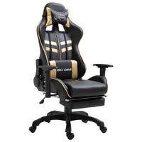 Gaming Chair with Footrest Gold Faux Leather