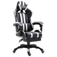 Gaming Chair with Footrest White Faux Leather