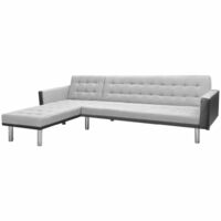 Corner Sofa Bed Fabric 218x155x69 cm Black and Grey