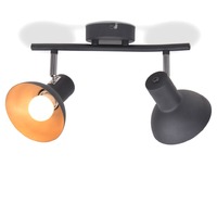 Ceiling Lamp for 2 Bulbs E27 Black and Gold