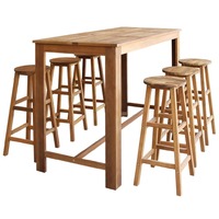 Bar Table and Stool Set 7 Pieces Solid Acacia Wood