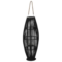 Hanging Candle Lantern Holder Bamboo Black 95 cm