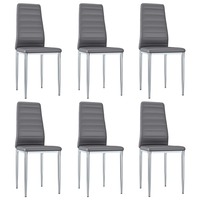 Dining Chairs 6 pcs Grey Faux Leather
