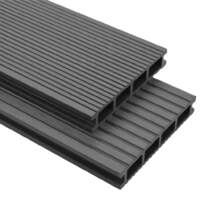 WPC Decking Boards with Accessories 15 m² 4 m Grey