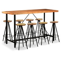 9 Piece Bar Set Solid Acacia and Reclaimed Wood