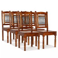 Dining Chairs 6 pcs Solid Wood with Sheesham Finish Classic