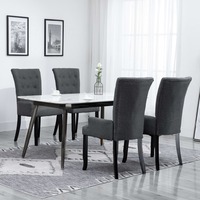 Dining Chairs with Armrests 4 pcs Dark Grey Fabric