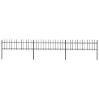 Garden Fence with Spear Top Steel 5.1x0.6 m Black