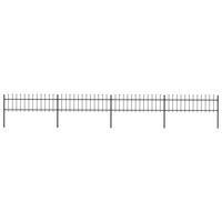 Garden Fence with Spear Top Steel 6.8x0.6 m Black