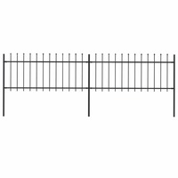 Garden Fence with Spear Top Steel 3.4 m Black