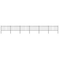 Garden Fence with Spear Top Steel 10.2x1 m Black