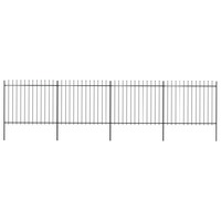 Garden Fence with Spear Top Steel 6.8x1.5 m Black