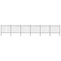 Garden Fence with Spear Top Steel 10.2x1.5 m Black
