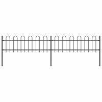 Garden Fence with Hoop Top Steel 3.4x0.6 m Black