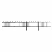 Garden Fence with Hoop Top Steel 6.8x0.8 m Black