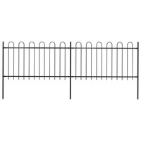 Garden Fence with Hoop Top Steel 3.4x1 m Black
