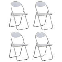 Folding Dining Chairs 4 pcs White Faux Leather