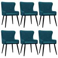Dining Chairs 6 pcs Blue Velvet
