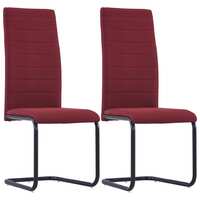 Cantilever Dining Chairs 2 pcs Wine Fabric