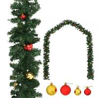 Christmas Garland Decorated with Baubles 5 m