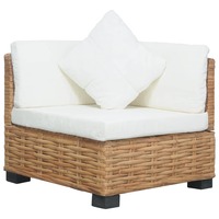 Corner Sofa with Cushions Natural Rattan
