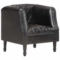 Tub Chair Black Real Goat Leather