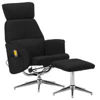 Massage Reclining Chair with Footstool Black Faux Leather