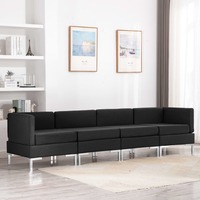 4 Piece Sofa Set Fabric Black