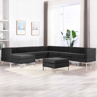 9 Piece Sofa Set Fabric Black