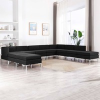10 Piece Sofa Set Fabric Black