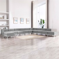 11 Piece Sofa Set Fabric Light Grey