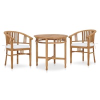 3 Piece Garden Dining Set with Cushions Solid Teak Wood