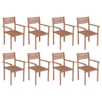 Stackable Garden Chairs 8 pcs Solid Teak Wood