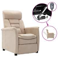 Electric Recliner Cream Faux Suede Leather