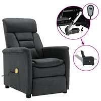 Electric Massage Recliner Dark Grey Faux Suede Leather
