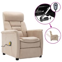 Electric Massage Recliner Cream Faux Suede Leather