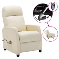 Electric Massage Reclining Chair Cream White Faux Leather