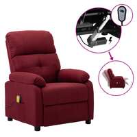 Electric Massage Recliner Chair Wine Red Fabric