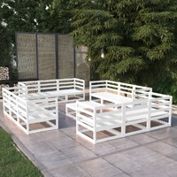 13 Piece Garden Lounge Set White Solid Pinewood