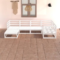 6 Piece Garden Lounge Set White Solid Pinewood