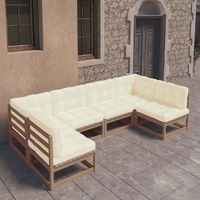 6 Piece Garden Lounge Set&Cushions Honey Brown Solid Pinewood