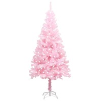Artificial Christmas Tree with LEDs&Stand Pink 240 cm PVC