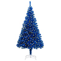 Artificial Christmas Tree with LEDs&Stand Blue 210 cm PVC